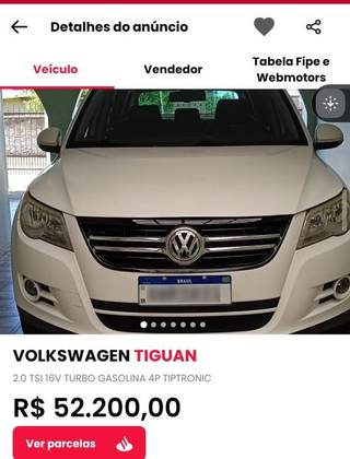 VOLKSWAGEN TIGUAN 2.0 TSI 16V TURBO GASOLINA 4P TIPTRONIC VOLKSWAGEN TIGUAN 2.0 TSI 16V TURBO GASOLINA 4P TIPTRONIC